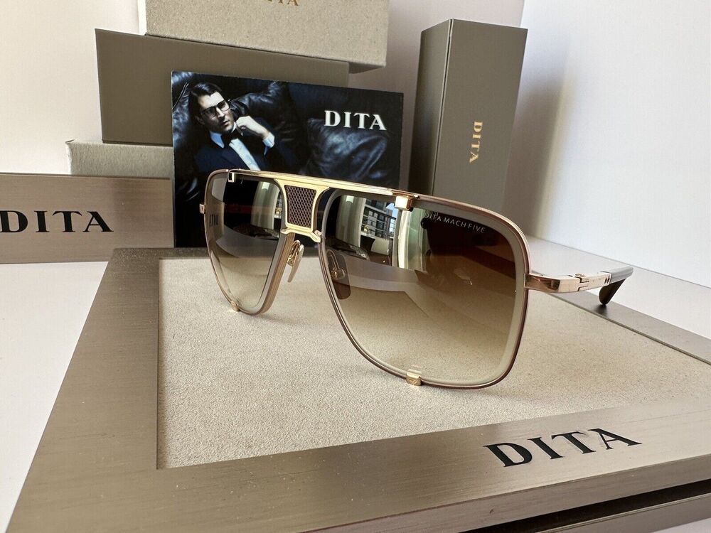 MACH-FIVE DRX-2087-I GLD BRN BRUSHED WHITE GOLD-BROWN GRADIENT SUNGLASSES